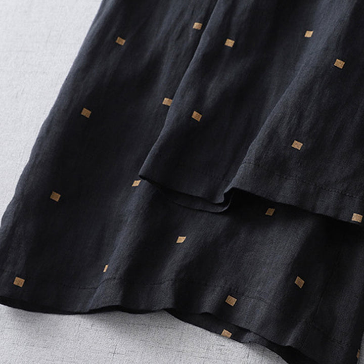 Buddha Stones Summer Casual Polka Dot Pattern Design Cotton Linen Women's Wide Leg Pants With Pockets - image 13