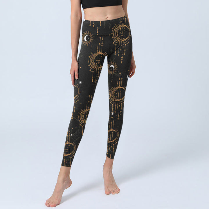 Buddha Stones Moon Star Constellation Print Gym Leggings Women's Yoga Pants - image 5