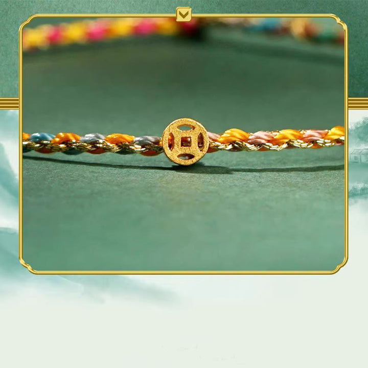 Buddha Stones Colorful Rope Luck Coin Bead Abundance Extra Thin Braided Bracelet - image 7