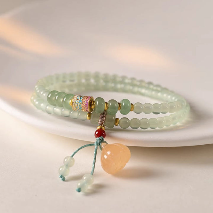 Buddha Stones Multiple Circles Natural Aventurine Glass Lotus Pods Lucky Bamboo Positivity Bracelet - Green Aventurine - image 0