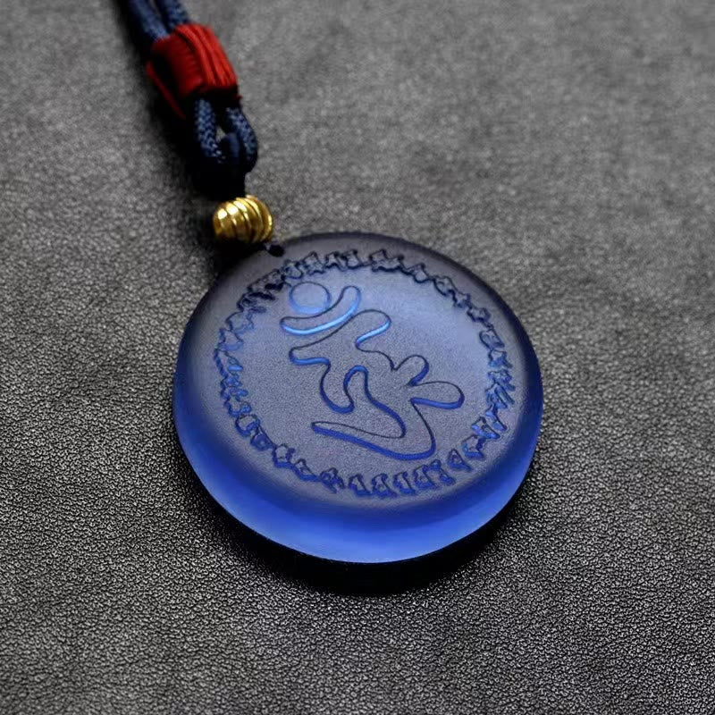 Buddha Stones Tibet Shurangama Mantra Liuli Crystal Necklace Pendant - image 3