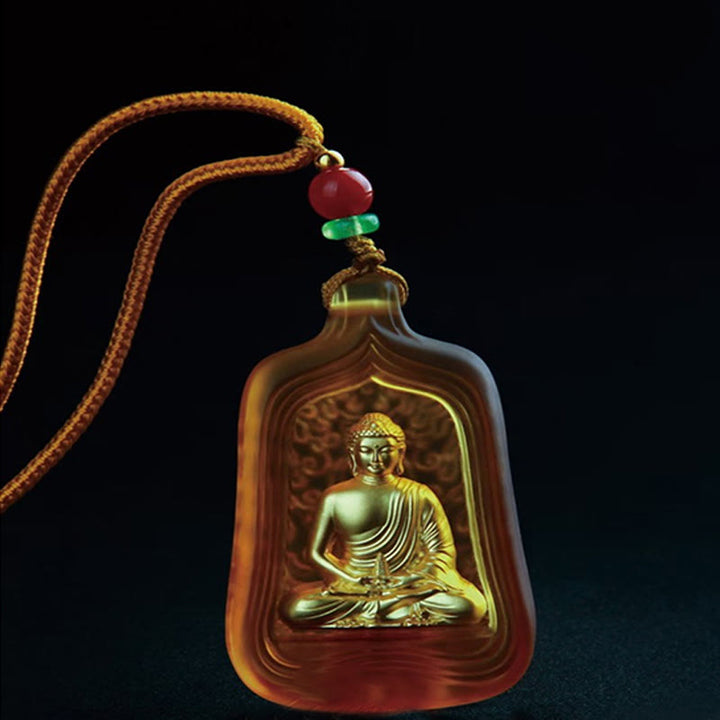 Buddha Stones Tibetan Medicine Buddha Liuli Crystal Compassion Serenity Necklace Pendant - image 10