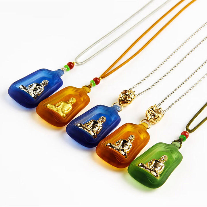 Buddha Stones Tibetan Medicine Buddha Liuli Crystal Compassion Serenity Necklace Pendant - image 5