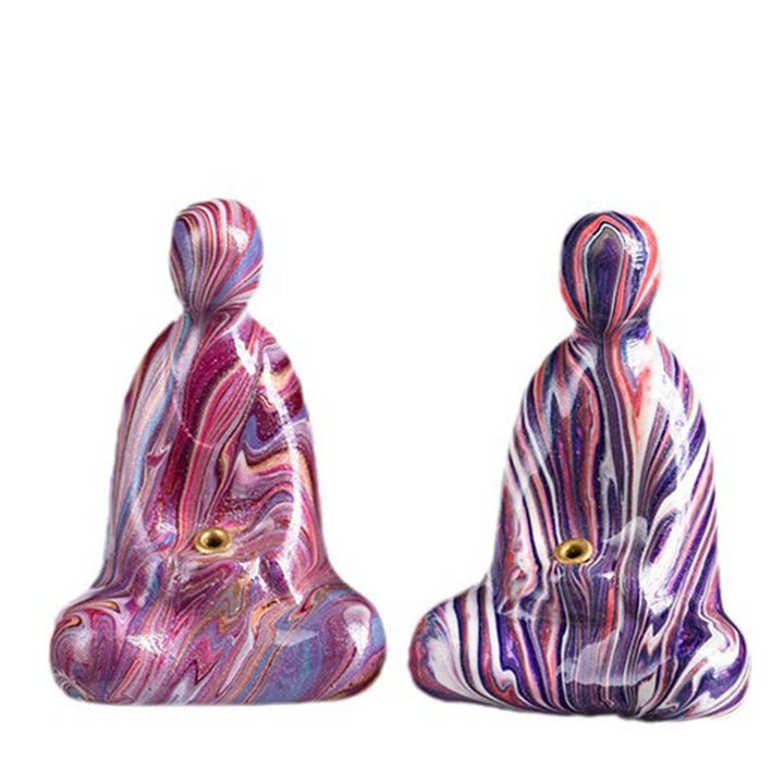 Buddha Stones Mini Formless Buddha Ebony Wood Lacquer Craft Peace Incense Stick Holder Decoration - image 4