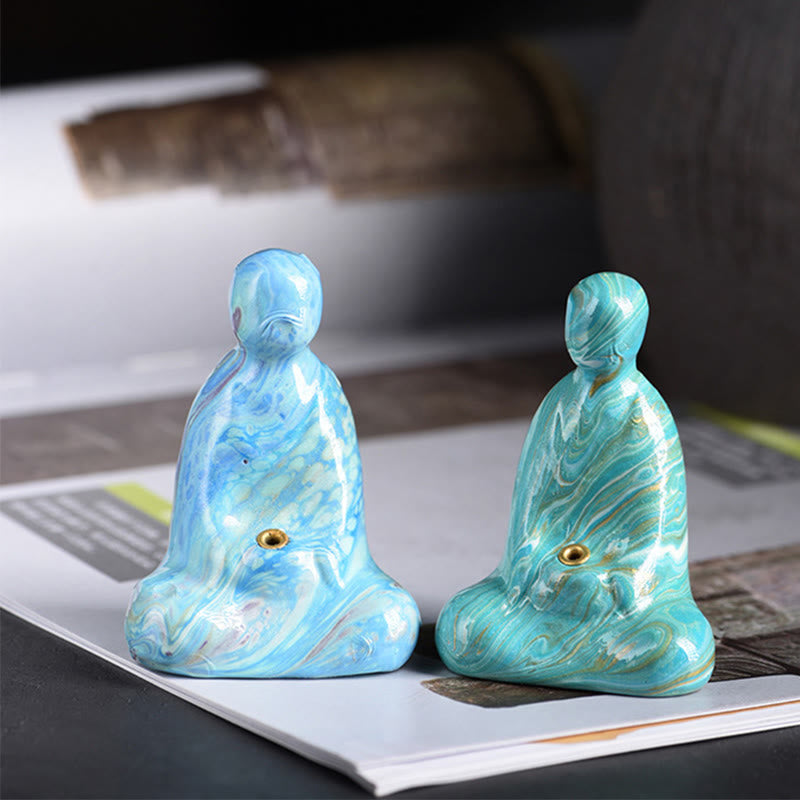 Buddha Stones Mini Formless Buddha Ebony Wood Lacquer Craft Peace Incense Stick Holder Decoration - image 15