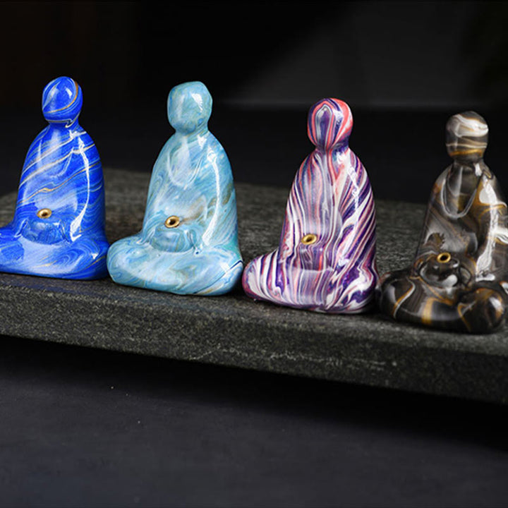 Buddha Stones Mini Formless Buddha Ebony Wood Lacquer Craft Peace Incense Stick Holder Decoration - image 18