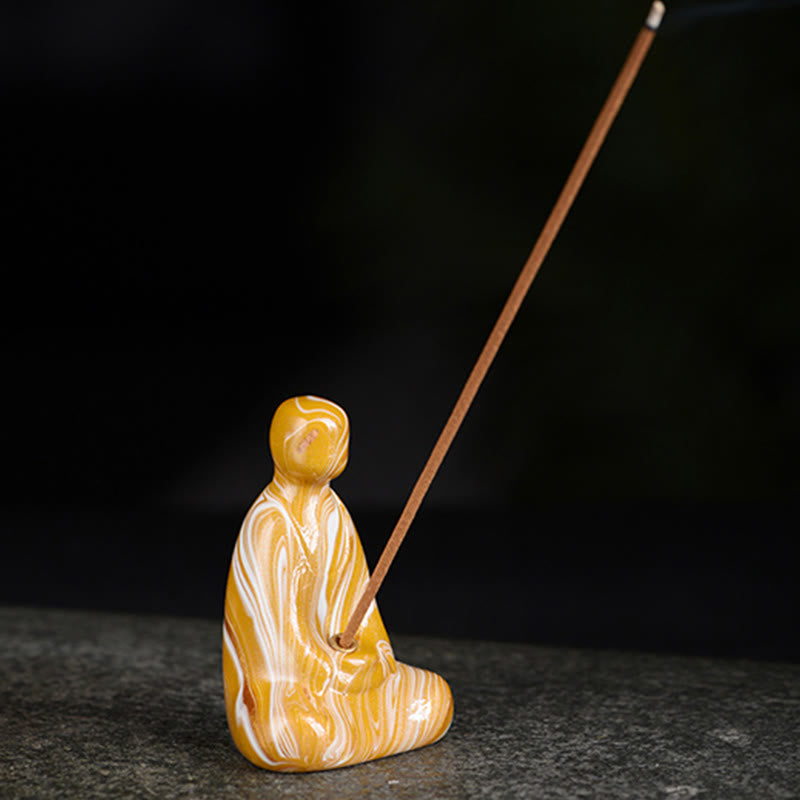 Buddha Stones Mini Formless Buddha Ebony Wood Lacquer Craft Peace Incense Stick Holder Decoration - image 22