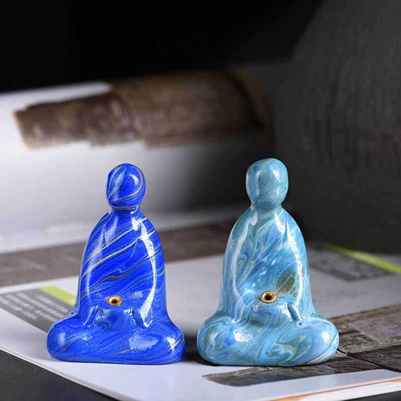 Buddha Stones Mini Formless Buddha Ebony Wood Lacquer Craft Peace Incense Stick Holder Decoration - image 11