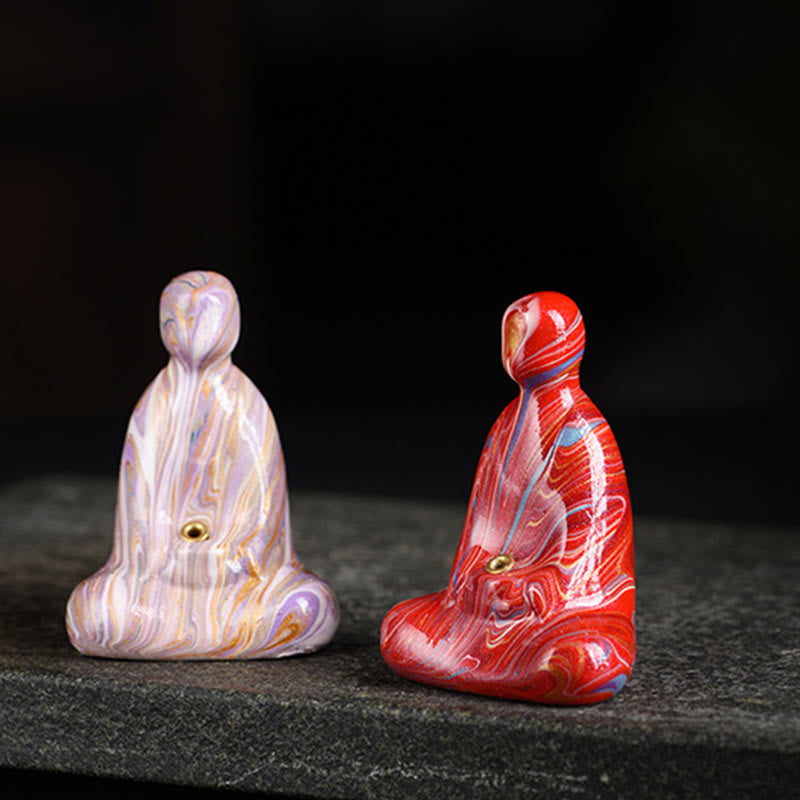 Buddha Stones Mini Formless Buddha Ebony Wood Lacquer Craft Peace Incense Stick Holder Decoration - image 19