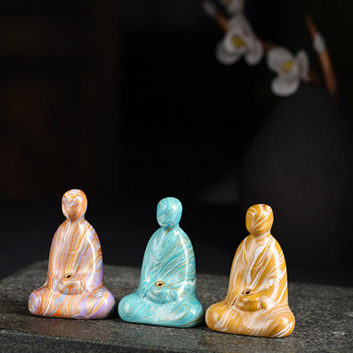 Buddha Stones Mini Formless Buddha Ebony Wood Lacquer Craft Peace Incense Stick Holder Decoration - image 21