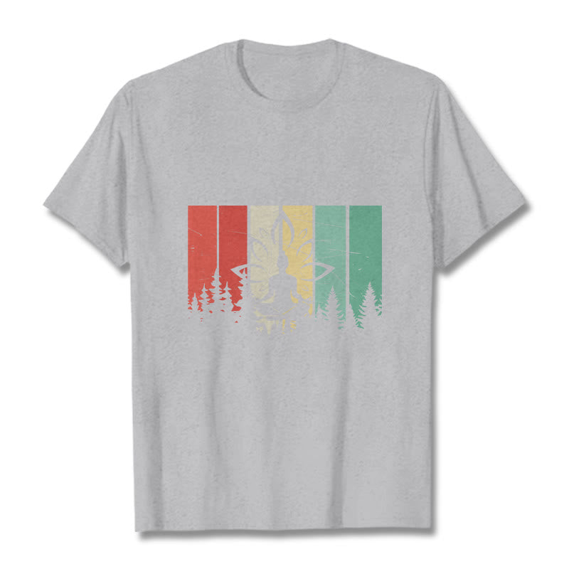 Buddha Stones Buddha Statue Meditating In Lotus Position Shadow Pattern Cotton Tee T-shirt - LightGrey - 2XL - image 19