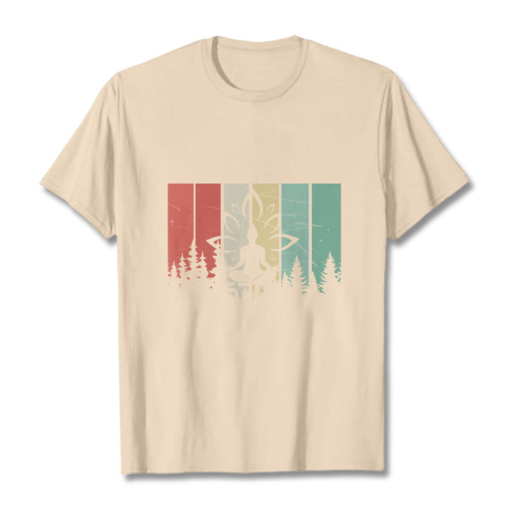 Buddha Stones Buddha Statue Meditating In Lotus Position Shadow Pattern Cotton Tee T-shirt - Bisque - 2XL - image 8