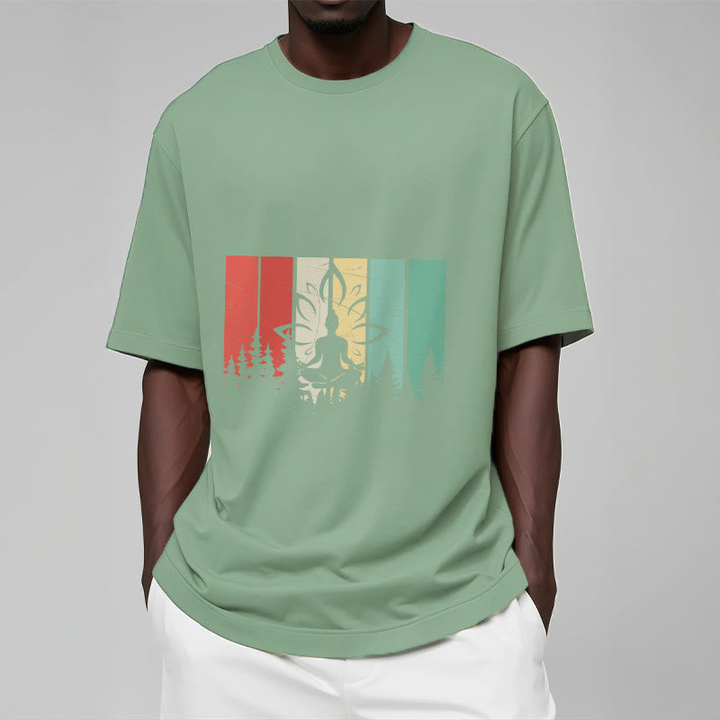 Buddha Stones Buddha Statue Meditating In Lotus Position Shadow Pattern Cotton Tee T-shirt - image 15