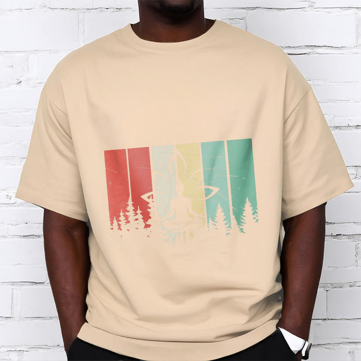 Buddha Stones Buddha Statue Meditating In Lotus Position Shadow Pattern Cotton Tee T-shirt - image 9