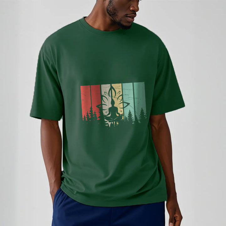 Buddha Stones Buddha Statue Meditating In Lotus Position Shadow Pattern Cotton Tee T-shirt - image 11