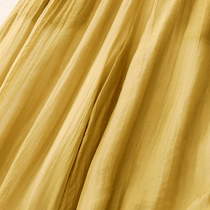 Buddha Stones Spring Vintage Casual Solid Color Lace Patchwork Cuff Women's Cotton Linen Wide Leg Pants With Pockets - image 1