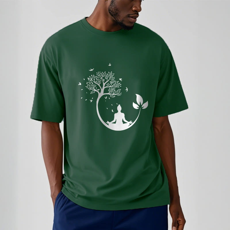 Buddha Stones Buddha Meditating In A Tree Pattern Cotton Tee T-shirt - image 11