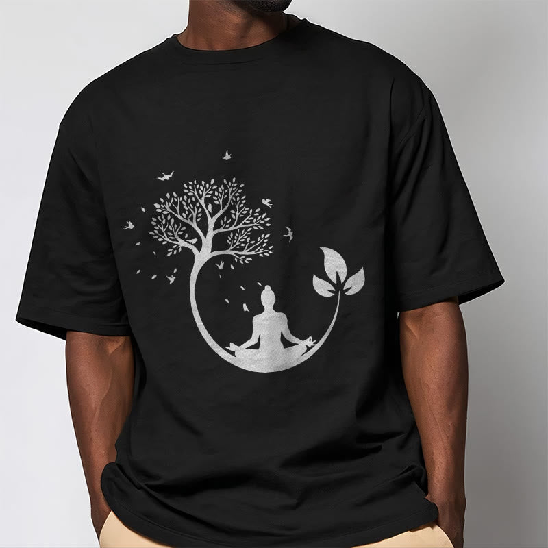 Buddha Stones Buddha Meditating In A Tree Pattern Cotton Tee T-shirt - image 7