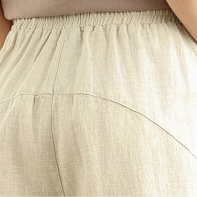 Buddha Stones Casual Daily Plain Simple Design Women's Cotton Linen Harem Pants With Pockets - image 7