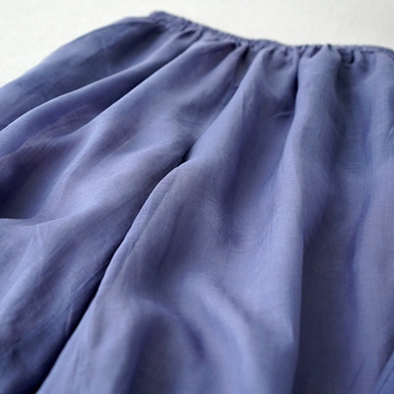 Buddha Stones Casual Plain Ramie Slit 7-8 Length Women's Wide Leg Pants With Pockets - image 2