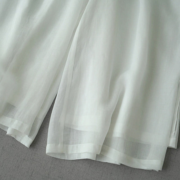 Buddha Stones Casual Plain Ramie Slit 7-8 Length Women's Wide Leg Pants With Pockets - image 14