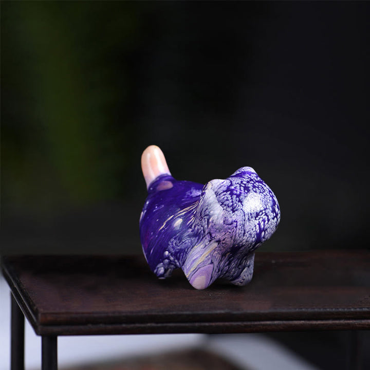 Buddha Stones Mini Lovely Cat Ebony Wood Lacquer Craft Peace Decoration - Purple(Random Purple Color) - image 12
