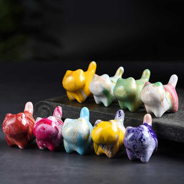 Buddha Stones Mini Lovely Cat Ebony Wood Lacquer Craft Peace Decoration - image 16