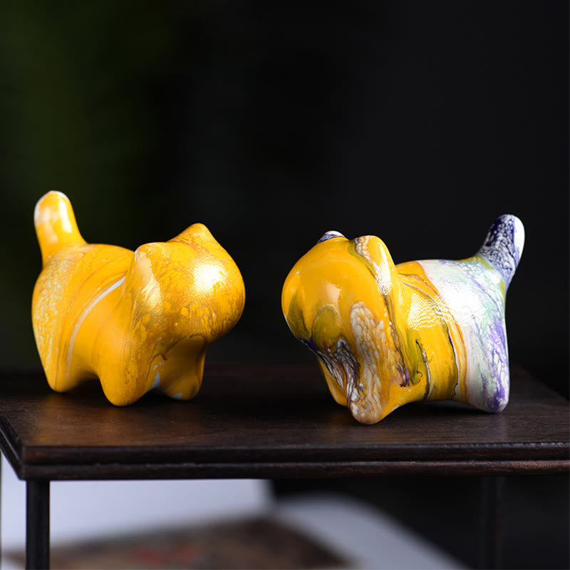 Buddha Stones Mini Lovely Cat Ebony Wood Lacquer Craft Peace Decoration - image 6