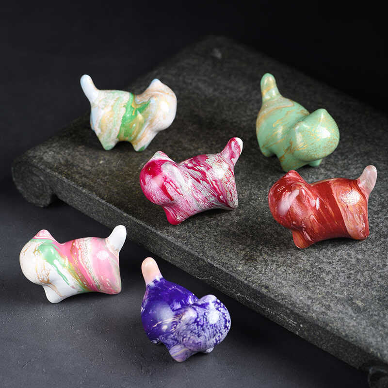 Buddha Stones Mini Lovely Cat Ebony Wood Lacquer Craft Peace Decoration - image 15