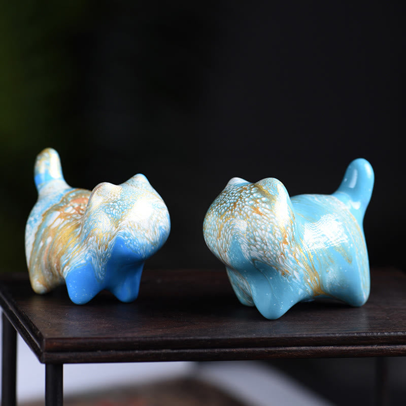 Buddha Stones Mini Lovely Cat Ebony Wood Lacquer Craft Peace Decoration - image 8