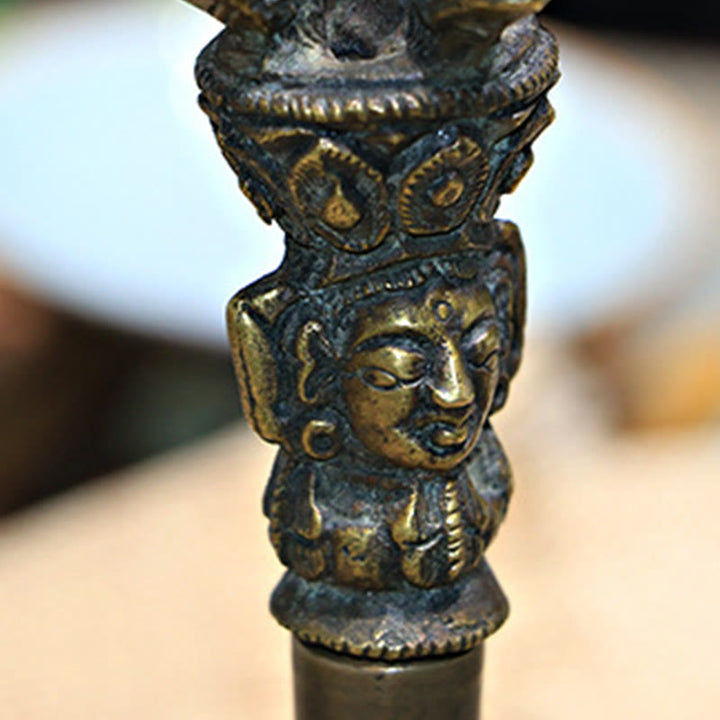 Buddha Stones 2Pcs Handmade Tibetan Meditation Bell and Vajra Dorje Copper Strength Decoration Set - image 5