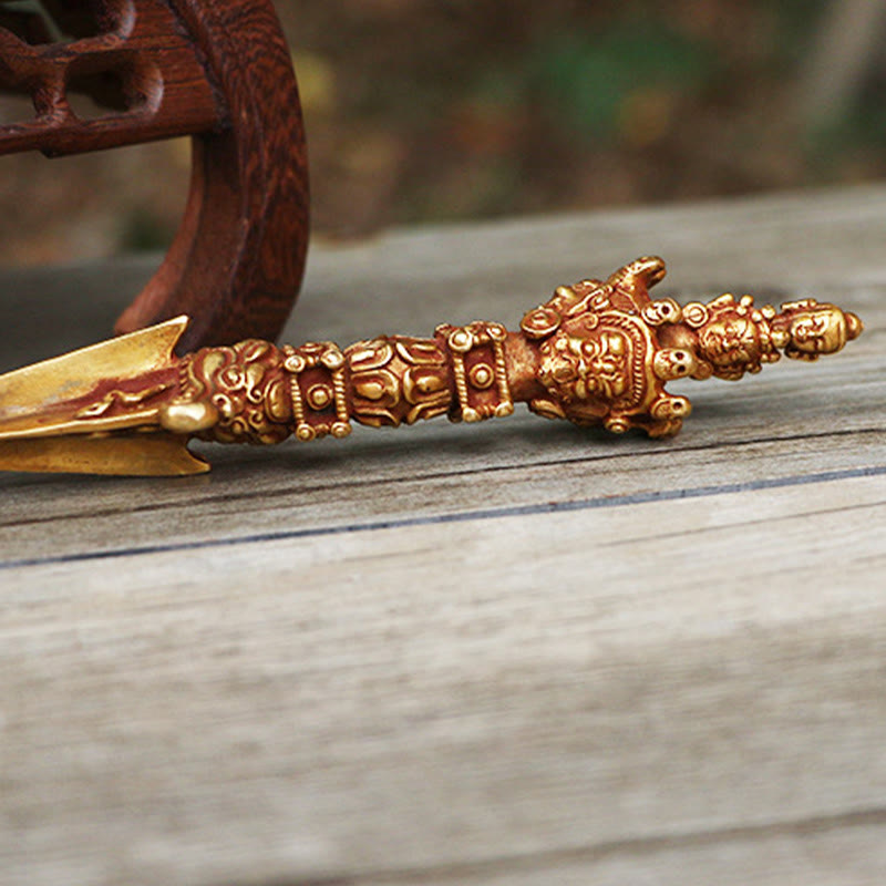 Buddha Stones Handmade Small Nepal Vajra Dorje Strength Copper Metal Decoration - image 10