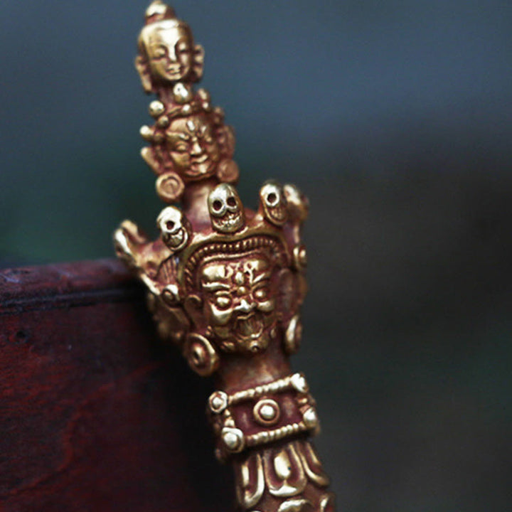 Buddha Stones Handmade Small Nepal Vajra Dorje Strength Copper Metal Decoration - image 7
