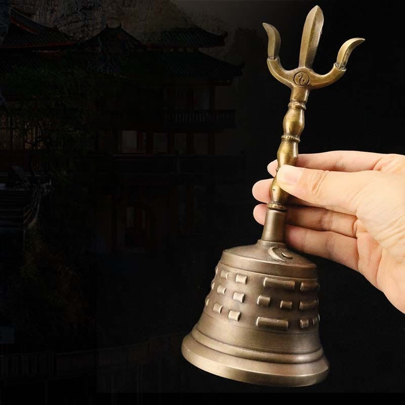 Buddha Stones Handmade Tibetan Meditation Vajra Dorje Bell Gourd Yin Yang Copper Enlightenment Decoration - 8.66*3.35 in (22*8.5cm) - image 0