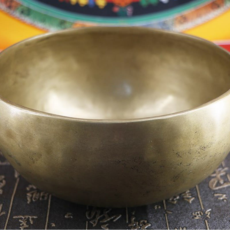 Buddha Stones Handmade Nepal Golden Singing Bowl Simple Design for Healing and Meditation Sound Bowl Set - image 17