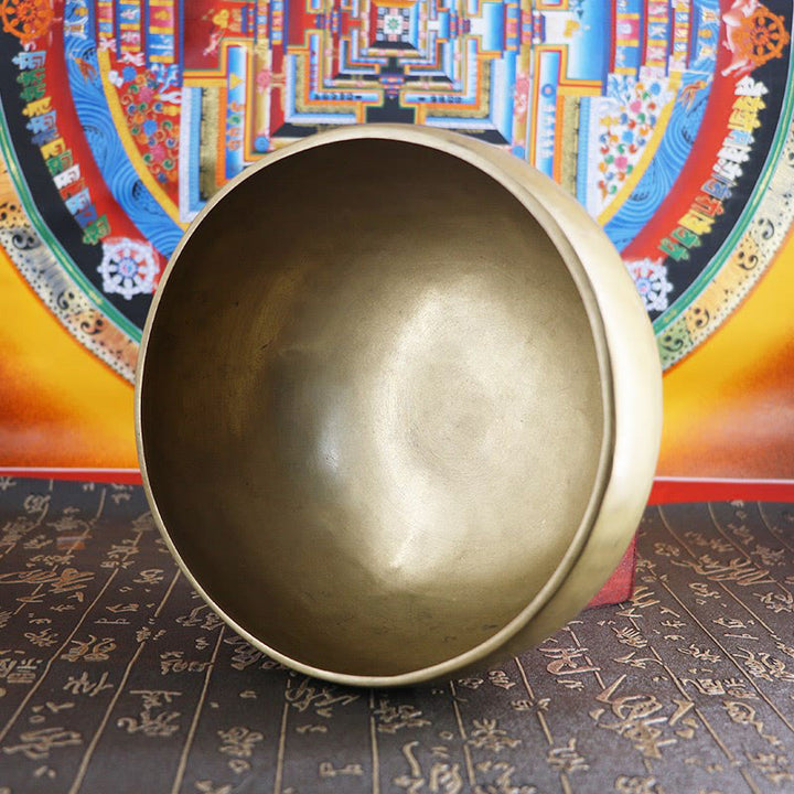 Buddha Stones Handmade Nepal Golden Singing Bowl Simple Design for Healing and Meditation Sound Bowl Set - image 15