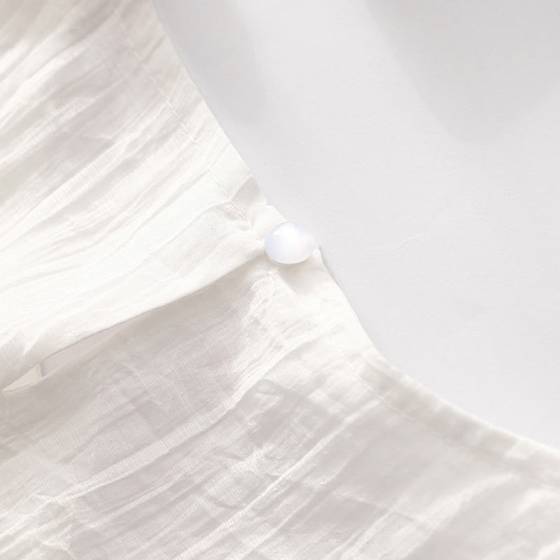 Buddha Stones Summer Casual Plain Embroidery Double Layer Short Sleeve Cotton Linen Midi Dress - image 25