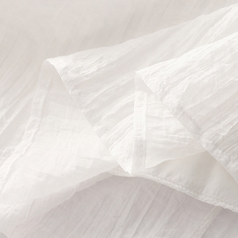 Buddha Stones Summer Casual Plain Embroidery Double Layer Short Sleeve Cotton Linen Midi Dress - image 28