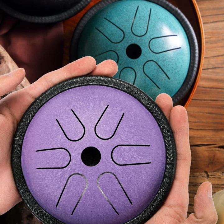 Buddha Stones Steel Tongue Drum Sound Healing Meditation Yoga Drum Kit 6 Note 5.5 Inch - image 0