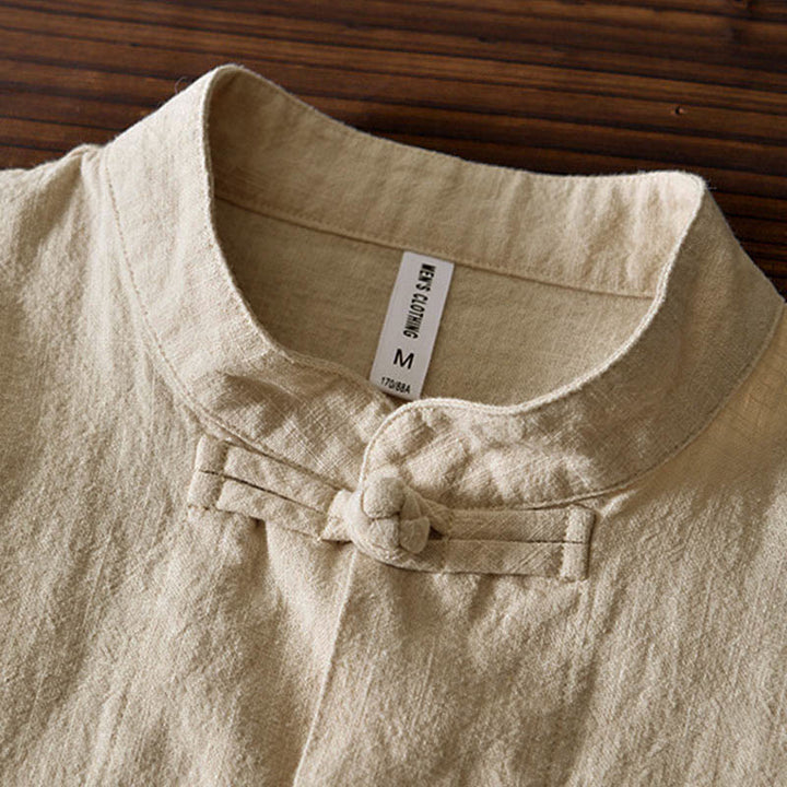Buddha Stones Frog-Button Chinese Tang Suit Cotton Linen Men Shirt With Pockets - image 24