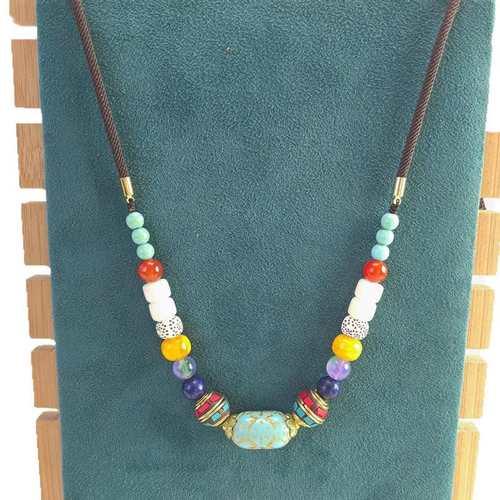 Buddha Stones Tibetan Handmade Turquoise Beads Balance Necklace Pendant - image 7
