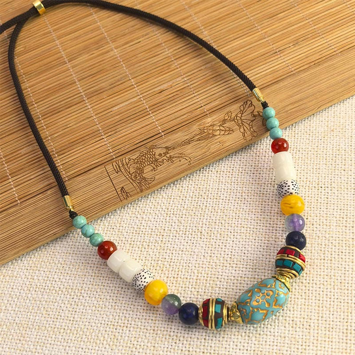Buddha Stones Tibetan Handmade Turquoise Beads Balance Necklace Pendant - image 6