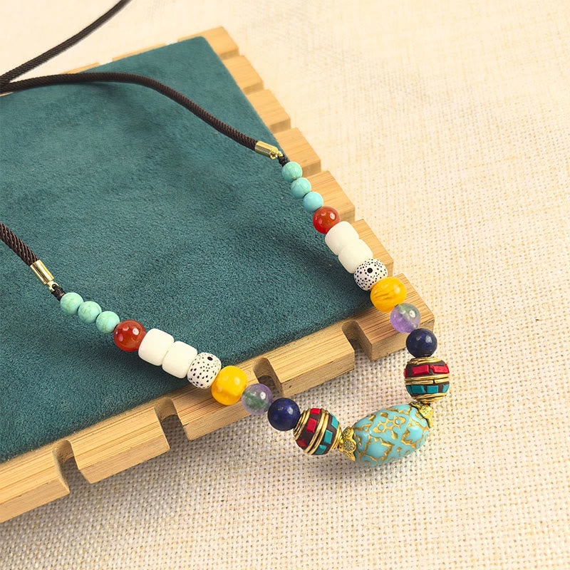 Buddha Stones Tibetan Handmade Turquoise Beads Balance Necklace Pendant - image 1
