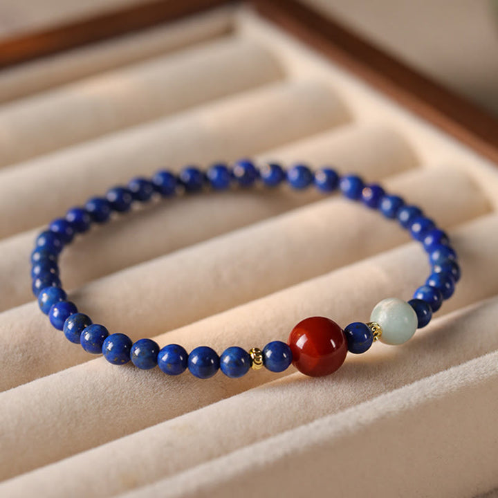 Buddha Stones Small Lazurite Agate Ultra-thin Beads Positive Bracelet - image 2