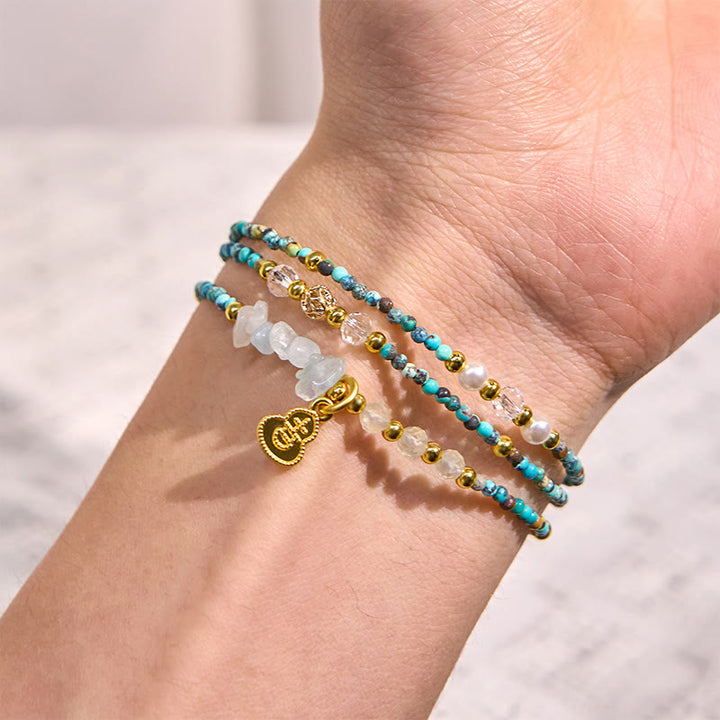 Buddha Stones Turquoise Beaded Strength Triple Wrap Bracelet - image 4