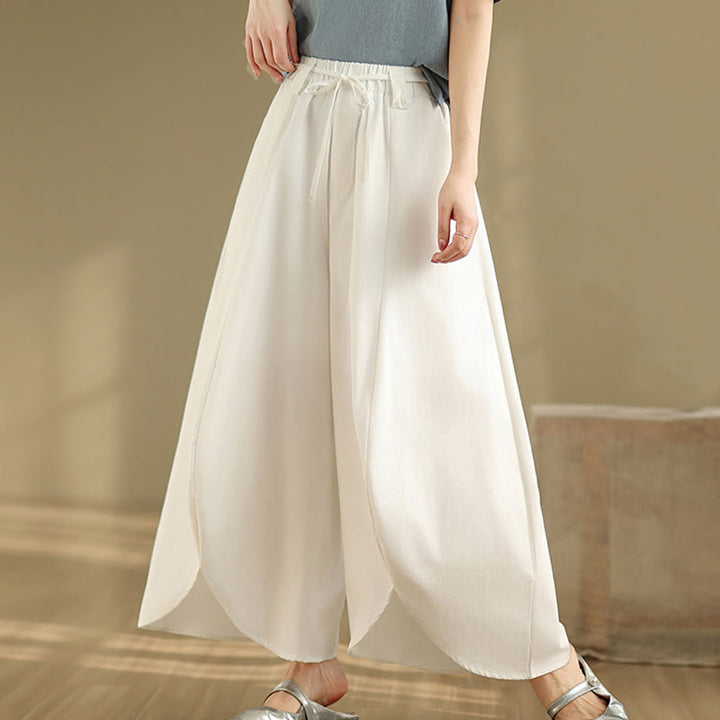 Buddha Stones Summer Vintage Lace-Up Women's Wide Leg Split Pants With Pockets - image 10
