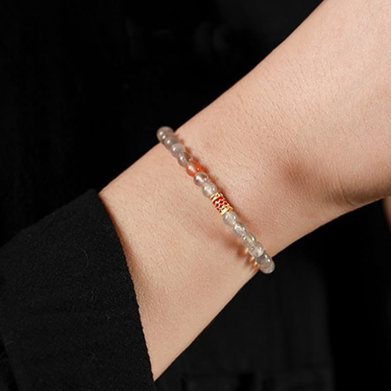 Buddha Stones Ultra-Thin Moonstone Koi Fish Healing Bracelet - image 4