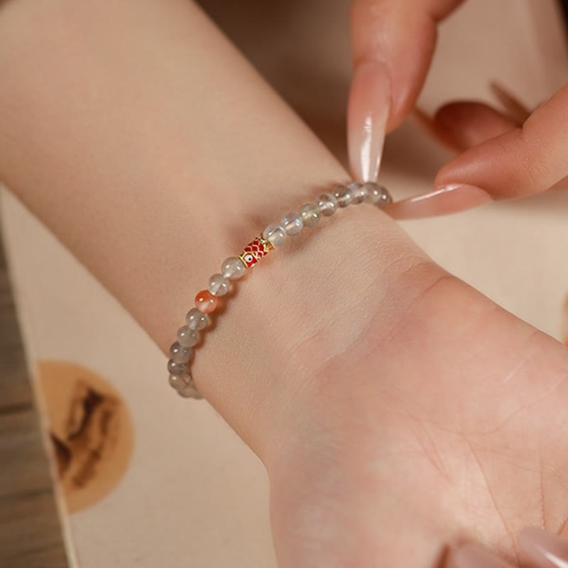 Buddha Stones Ultra-Thin Moonstone Koi Fish Healing Bracelet - image 9