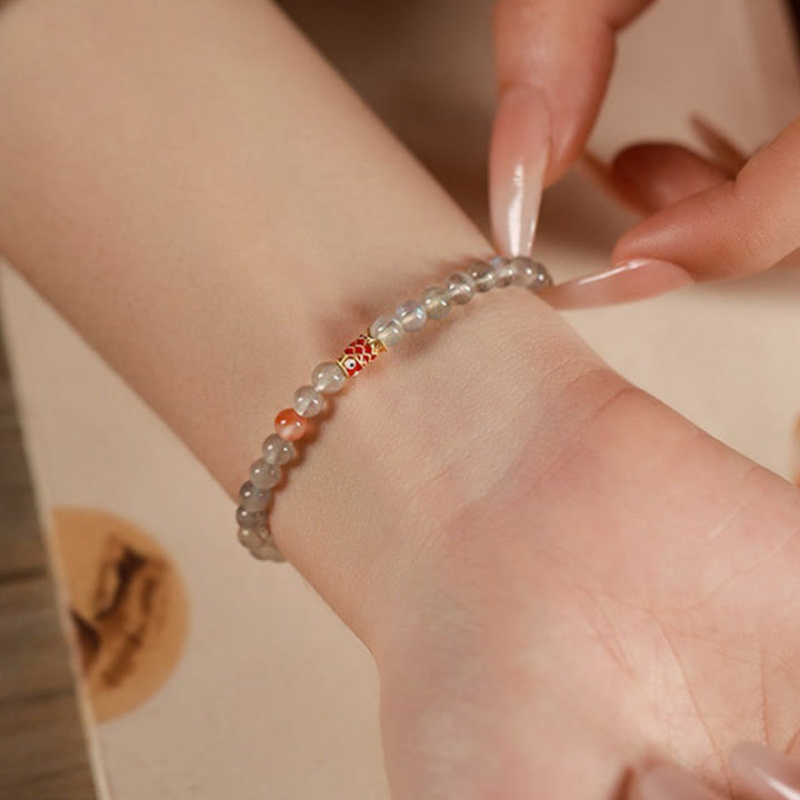Buddha Stones Ultra-Thin Moonstone Koi Fish Healing Bracelet - image 9