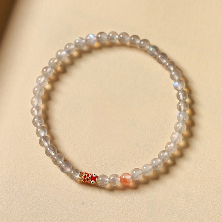 Buddha Stones Ultra-Thin Moonstone Koi Fish Healing Bracelet - image 3